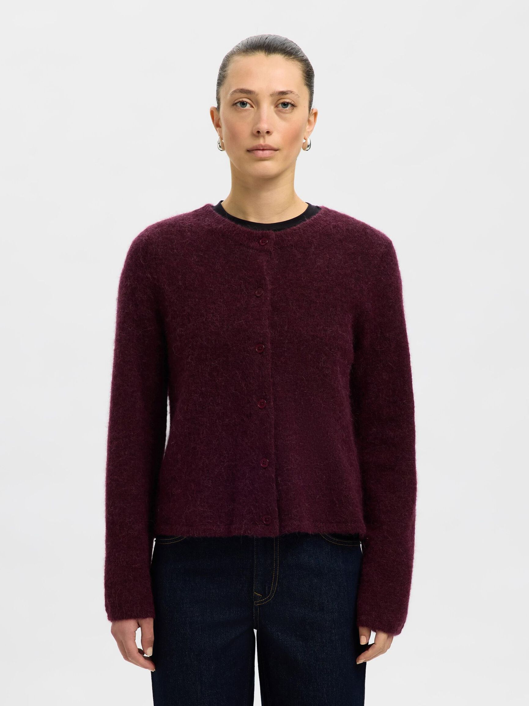 ULDBLANDING STRIKKET CARDIGAN, Fig, highres