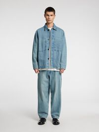 BOXY FIT  DENIM SHIRT, Light Blue, highres