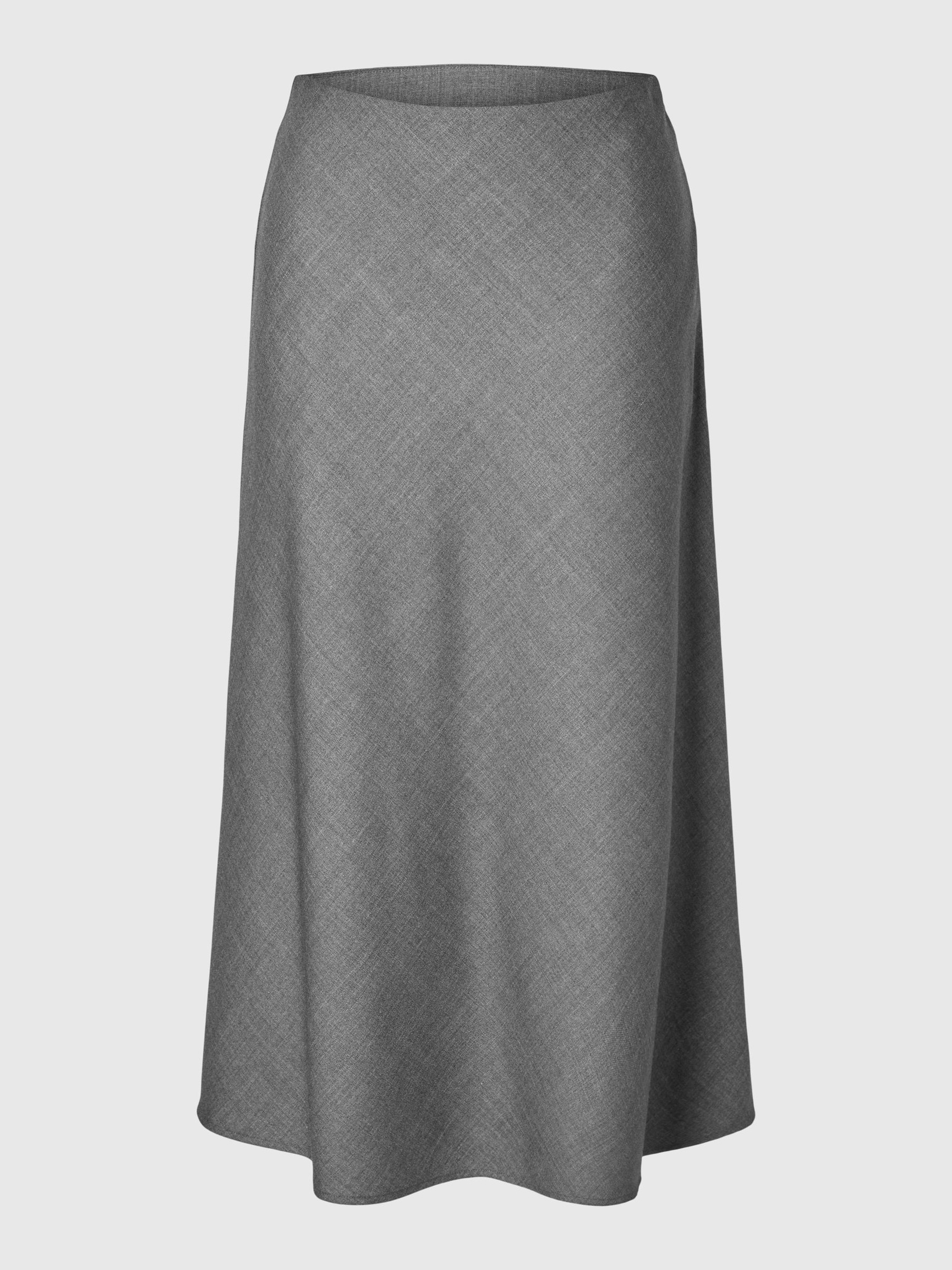 FIGURSYDD ULLBLANDING MIDISKJØRT, Grey Melange, highres