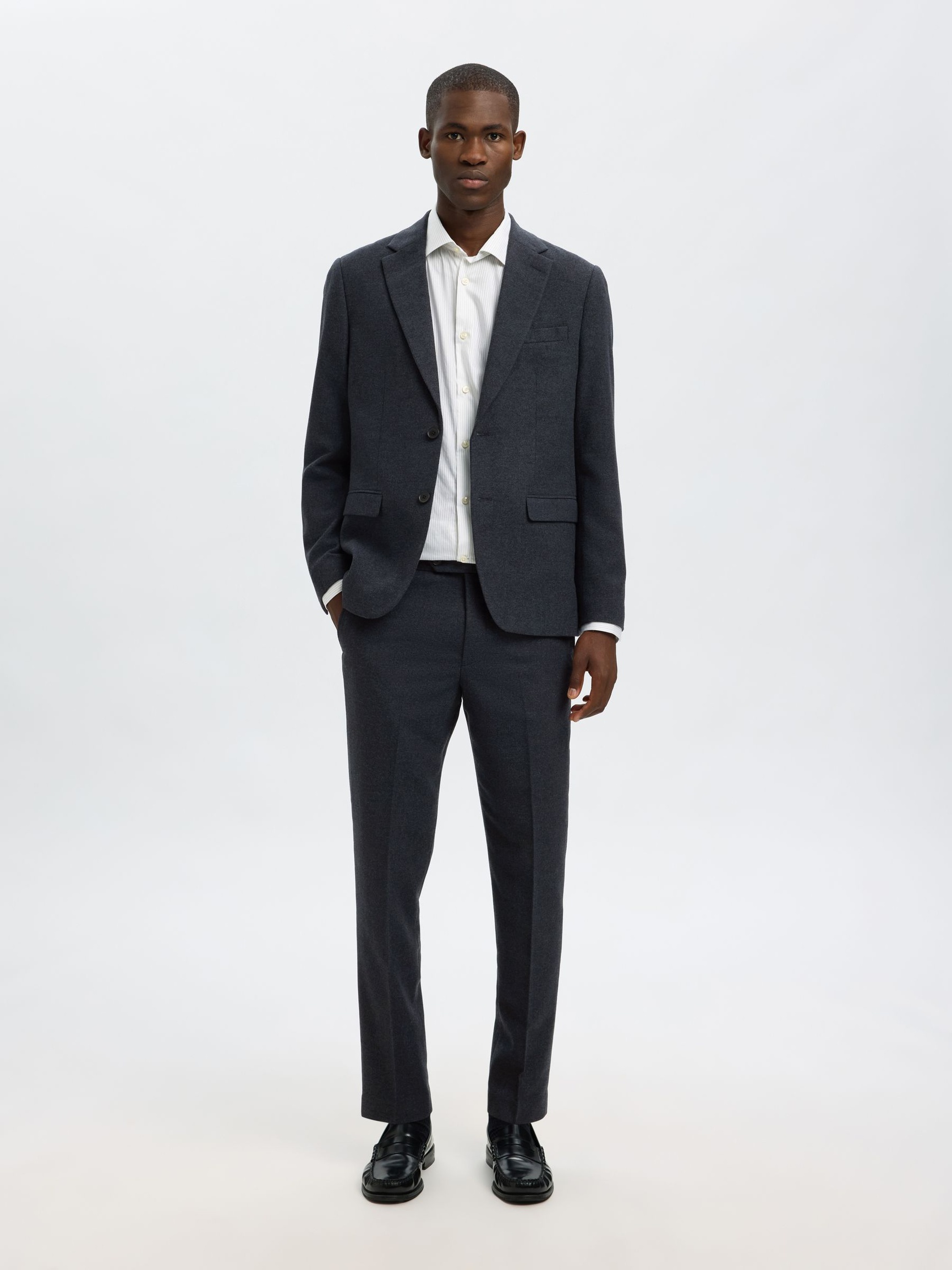 CHECKED WOOL BLEND TROUSERS, Dark Sapphire, highres