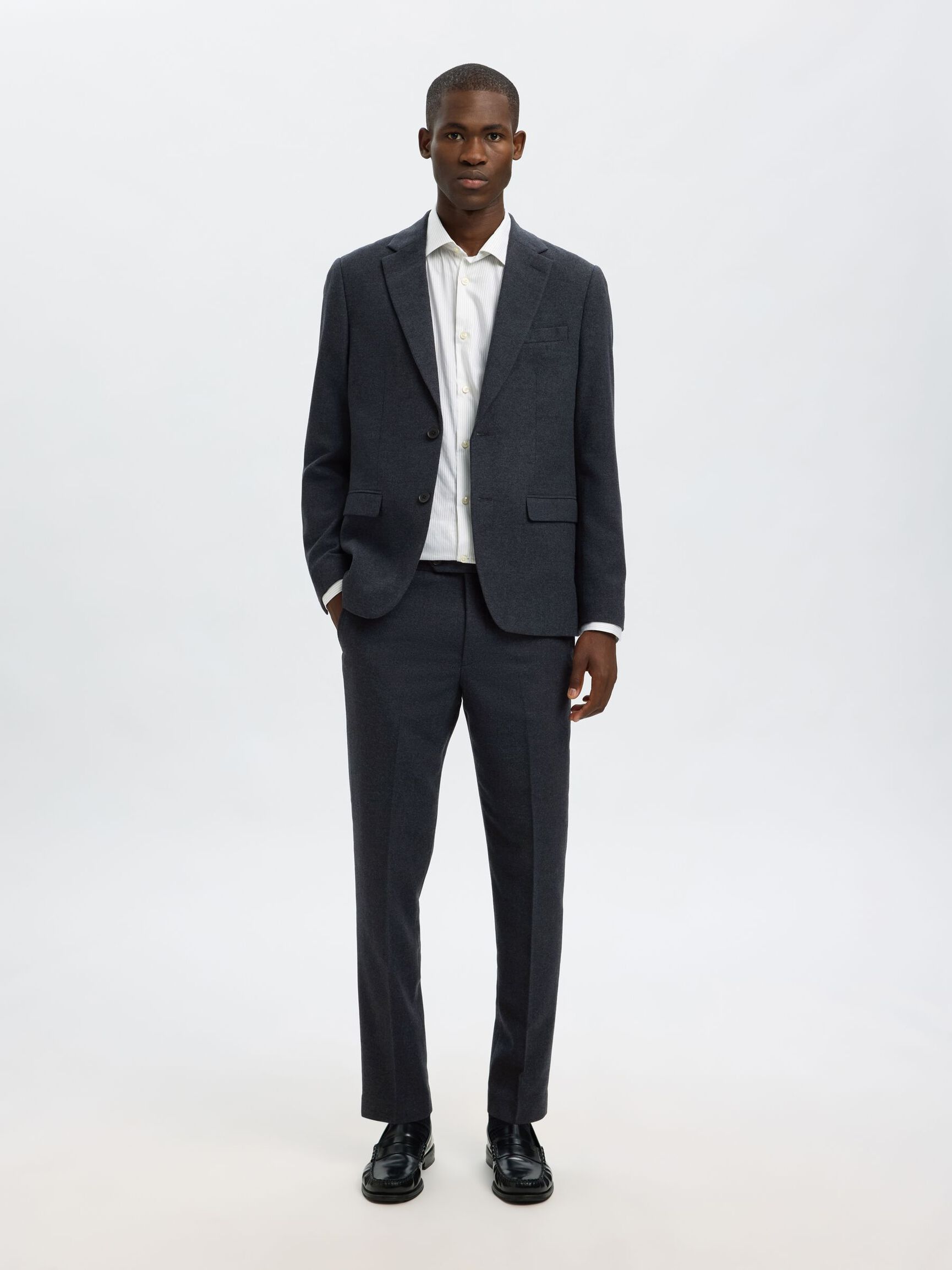 CHECKED WOOL BLEND SUIT TROUSERS, Dark Sapphire, highres