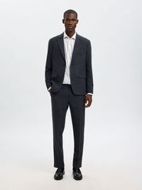 CHECKED WOOL BLEND SUIT TROUSERS, Dark Sapphire, highres