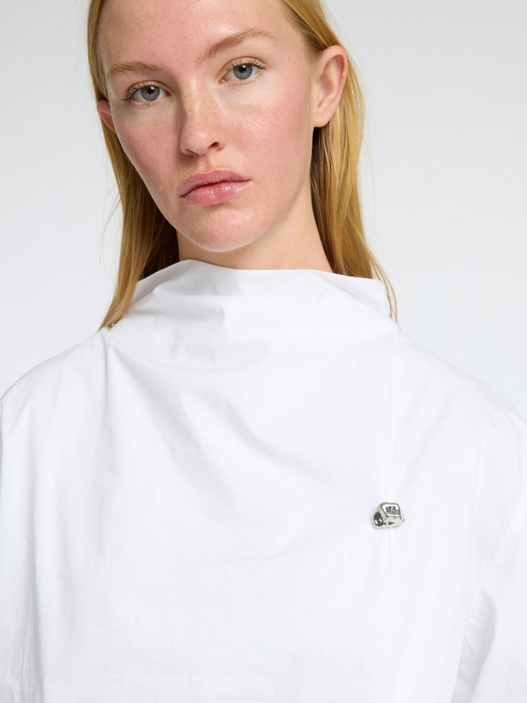 VOLUMINÖSE BLUSE MIT 3/4 ÄRMELN, Bright White, highres
