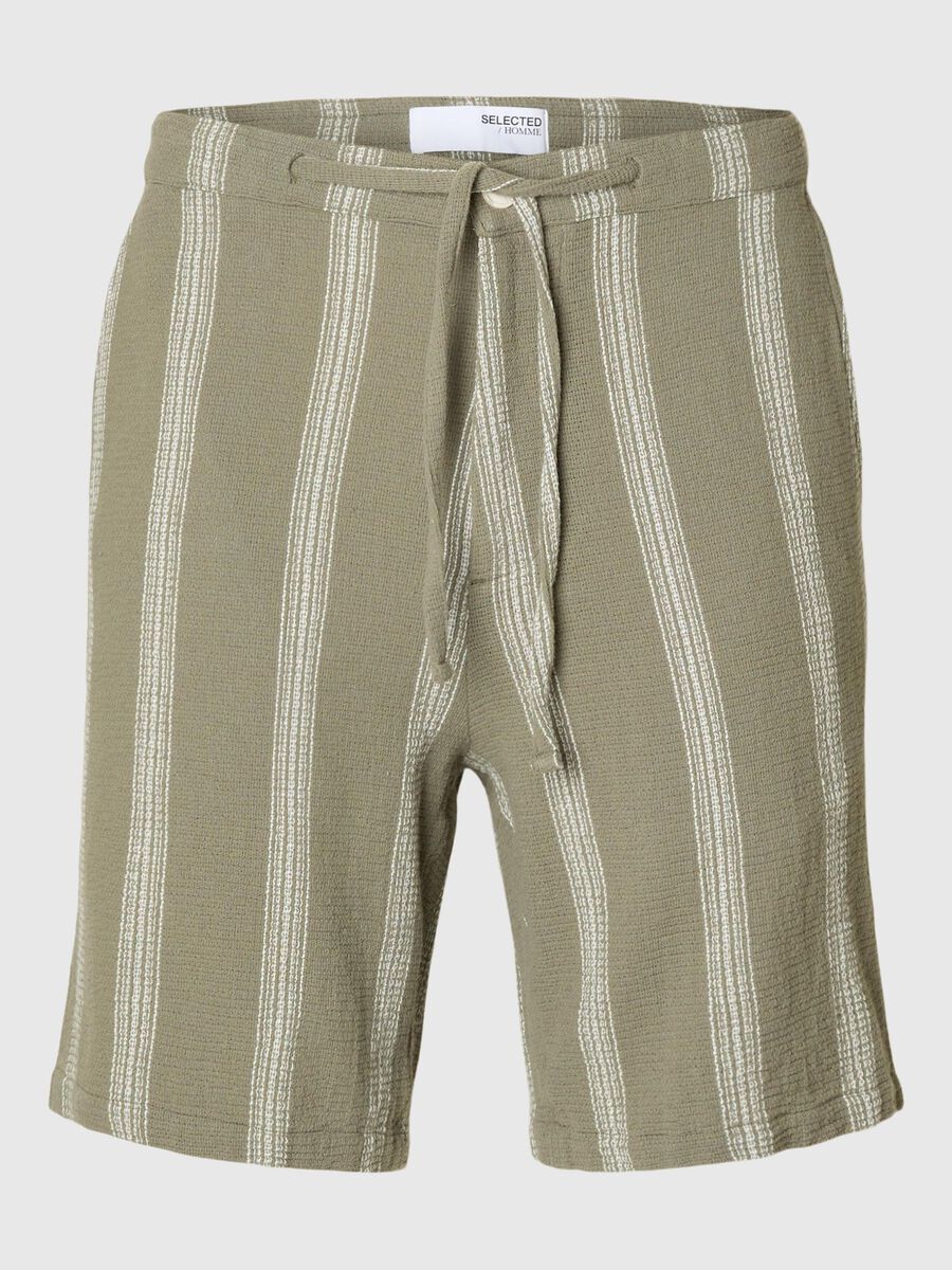 Selected STRIPED COTTON SHORTS, Vetiver, highres - 16091289_Vetiver_1165884_001.jpg