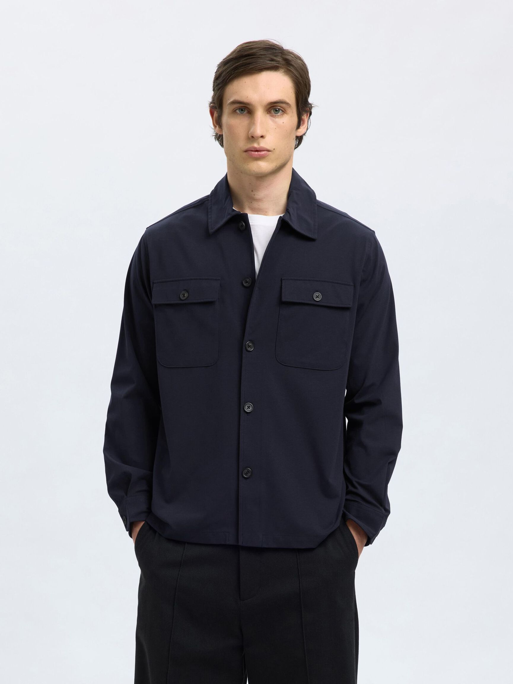 LANGÆRMET OVERSHIRT, Dark Sapphire, highres