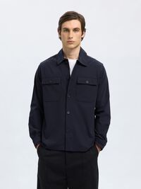 LANGE MOUWEN OVERSHIRT, Dark Sapphire, highres