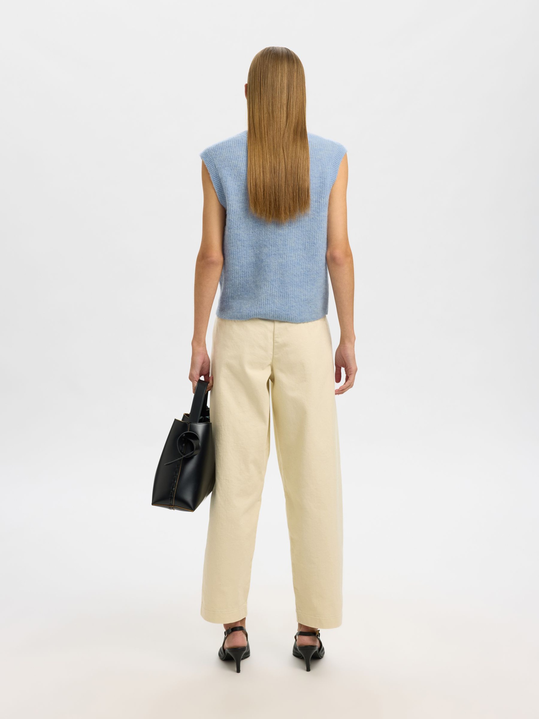 WOOL BLEND WAISTCOAT, Cashmere Blue, highres