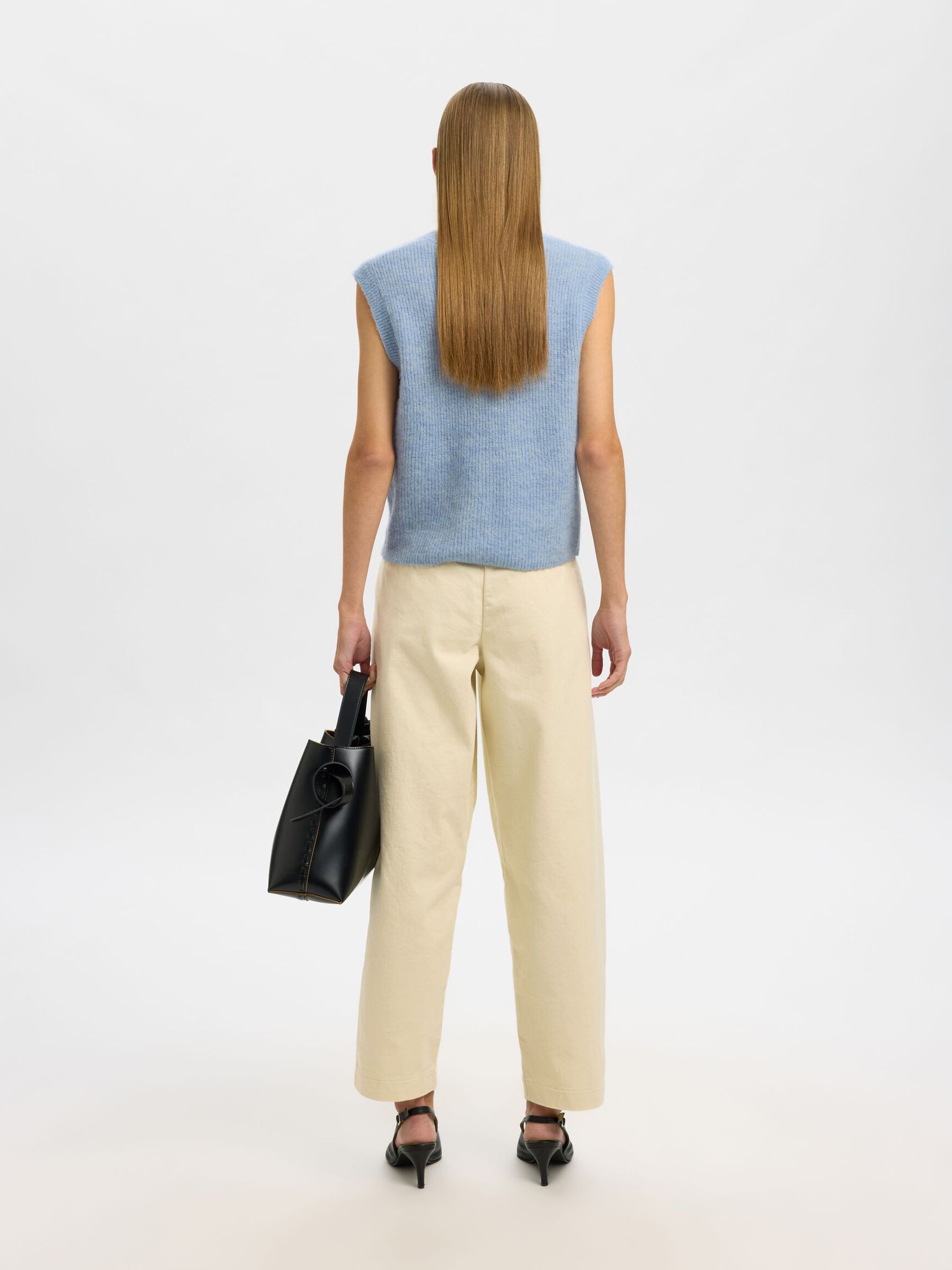 ULLBLANDNING STICKAD VÄST, Cashmere Blue, highres