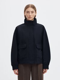 SHORT HIGH NECK JACKET, Dark Sapphire, highres