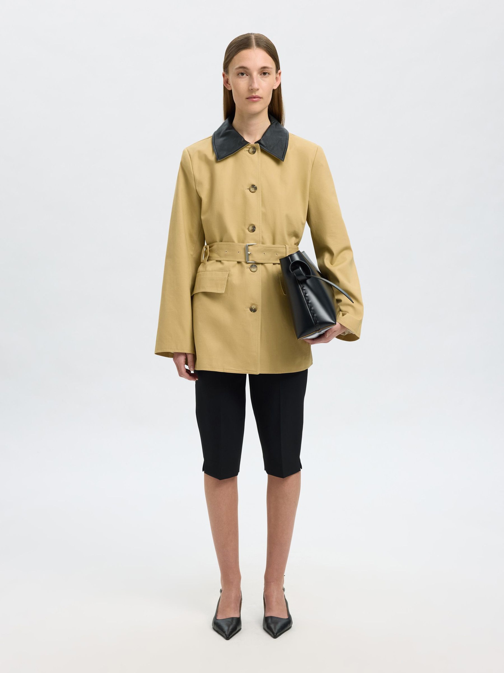 BELTED COTTON TRENCHCOAT, Travertine, highres