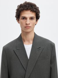 RELAXED FIT BLAZER À DOUBLE BOUTONNAGE, Grey, highres