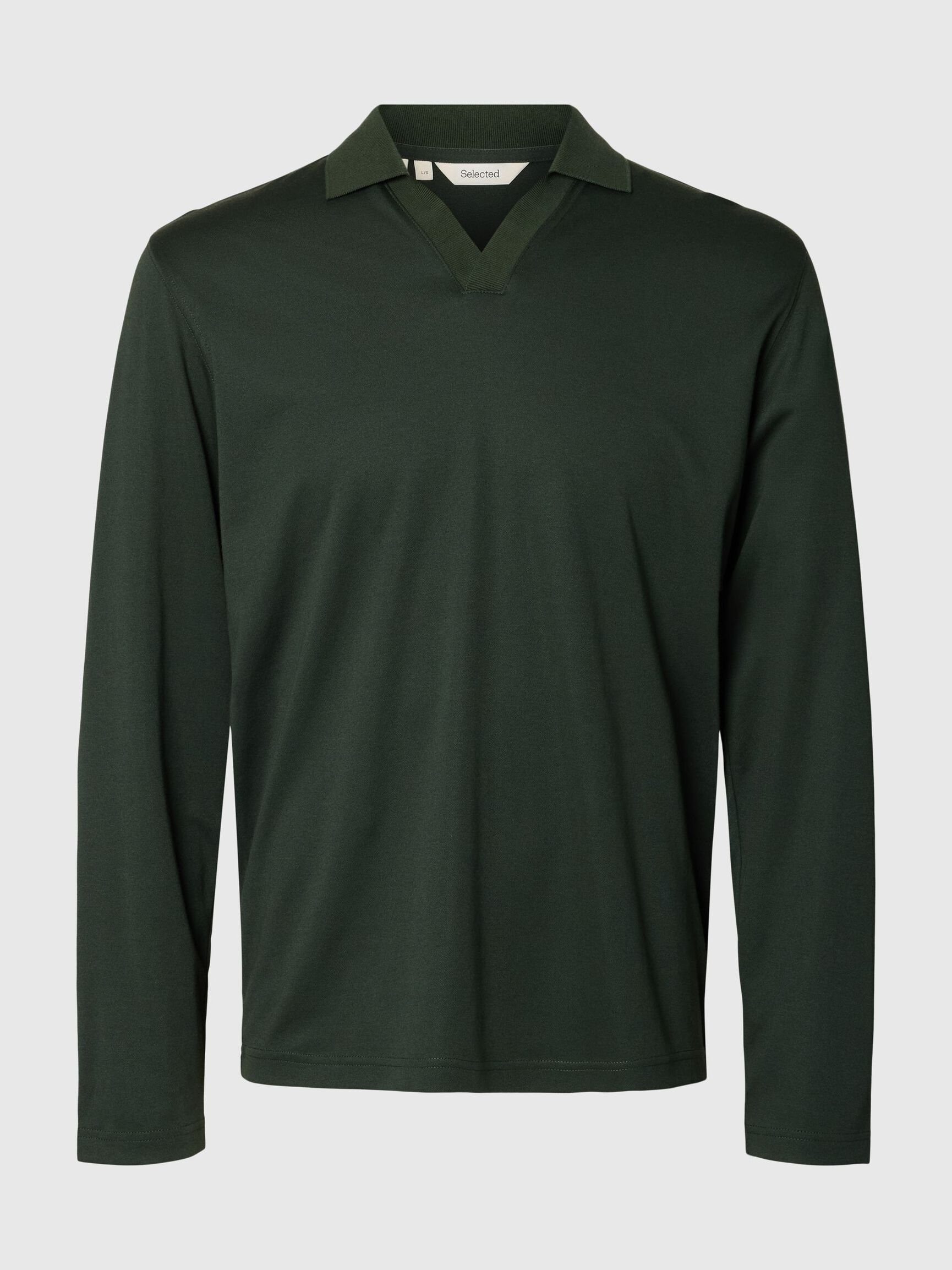 COTTON BLEND POLO SHIRT, Deep Forest, highres