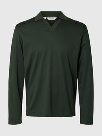 COTTON BLEND POLO SHIRT, Deep Forest, highres