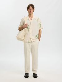 REGULAR FIT SHORT SLEEVED SHIRT, Egret, highres