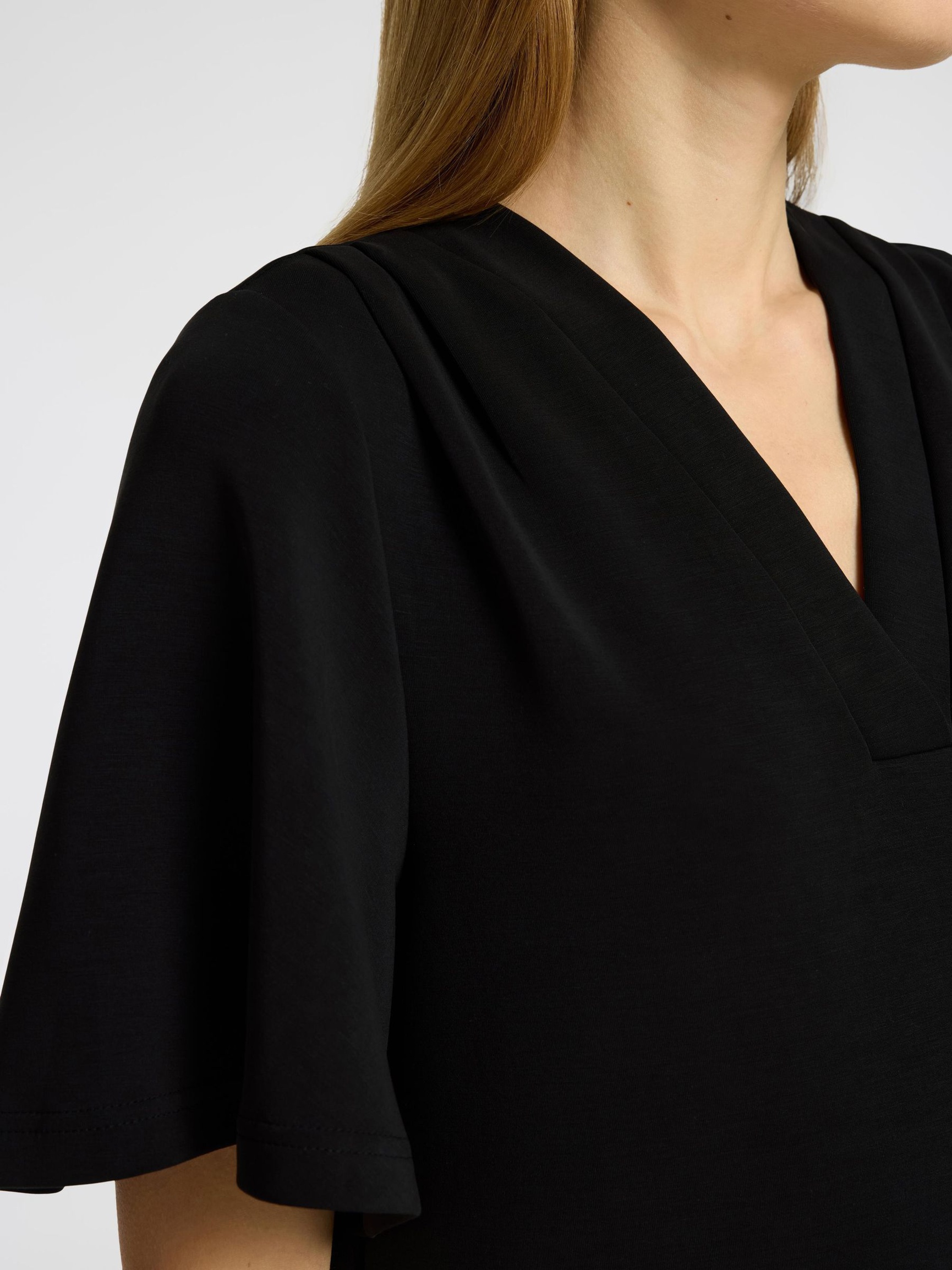 SHORT V-NECK DRESS, Black, highres