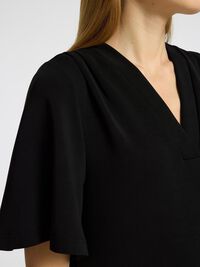 SHORT V-NECK DRESS, Black, highres