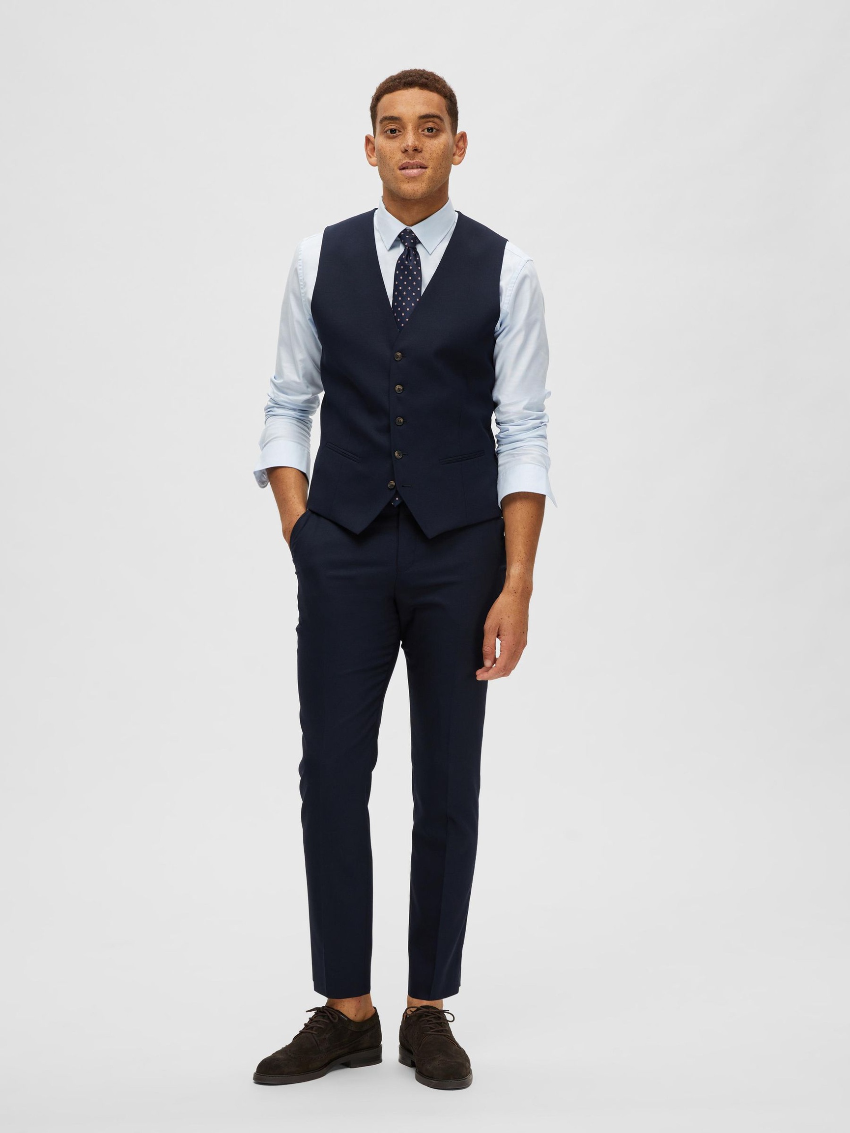CLASSIC WOOL BLEND WAISTCOAT, Navy Blazer, highres