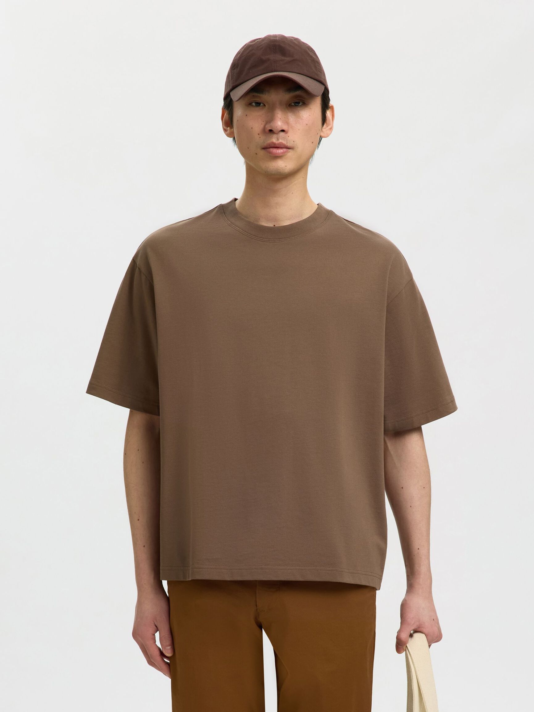 100% COTTON CREWNECK T-SHIRT, Chocolate Chip, highres