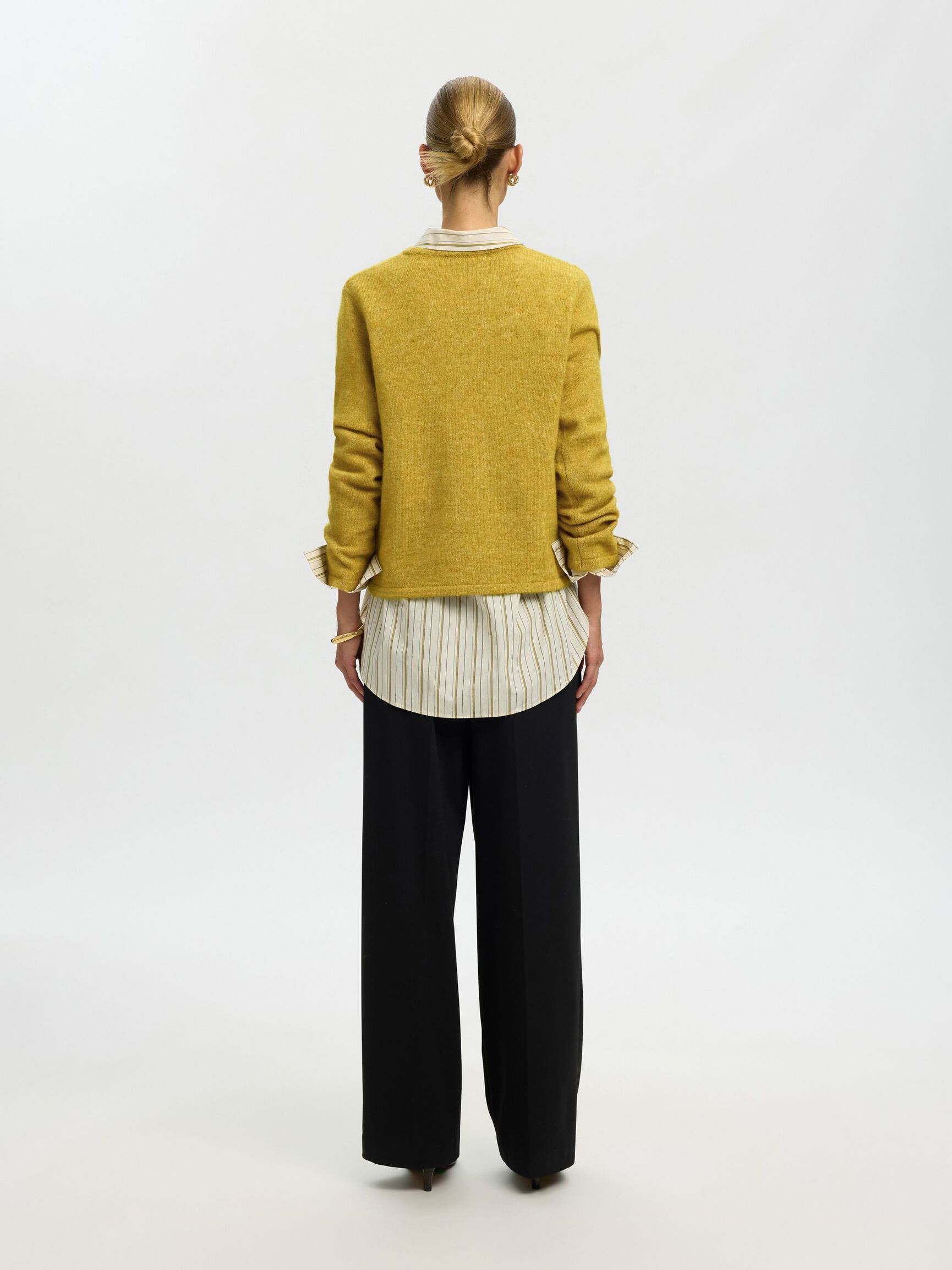 WOOL BLEND KNITTED PULLOVER, Avocado Oil, highres