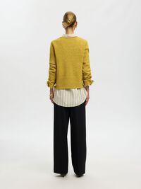 WOOL BLEND KNITTED PULLOVER, Avocado Oil, highres