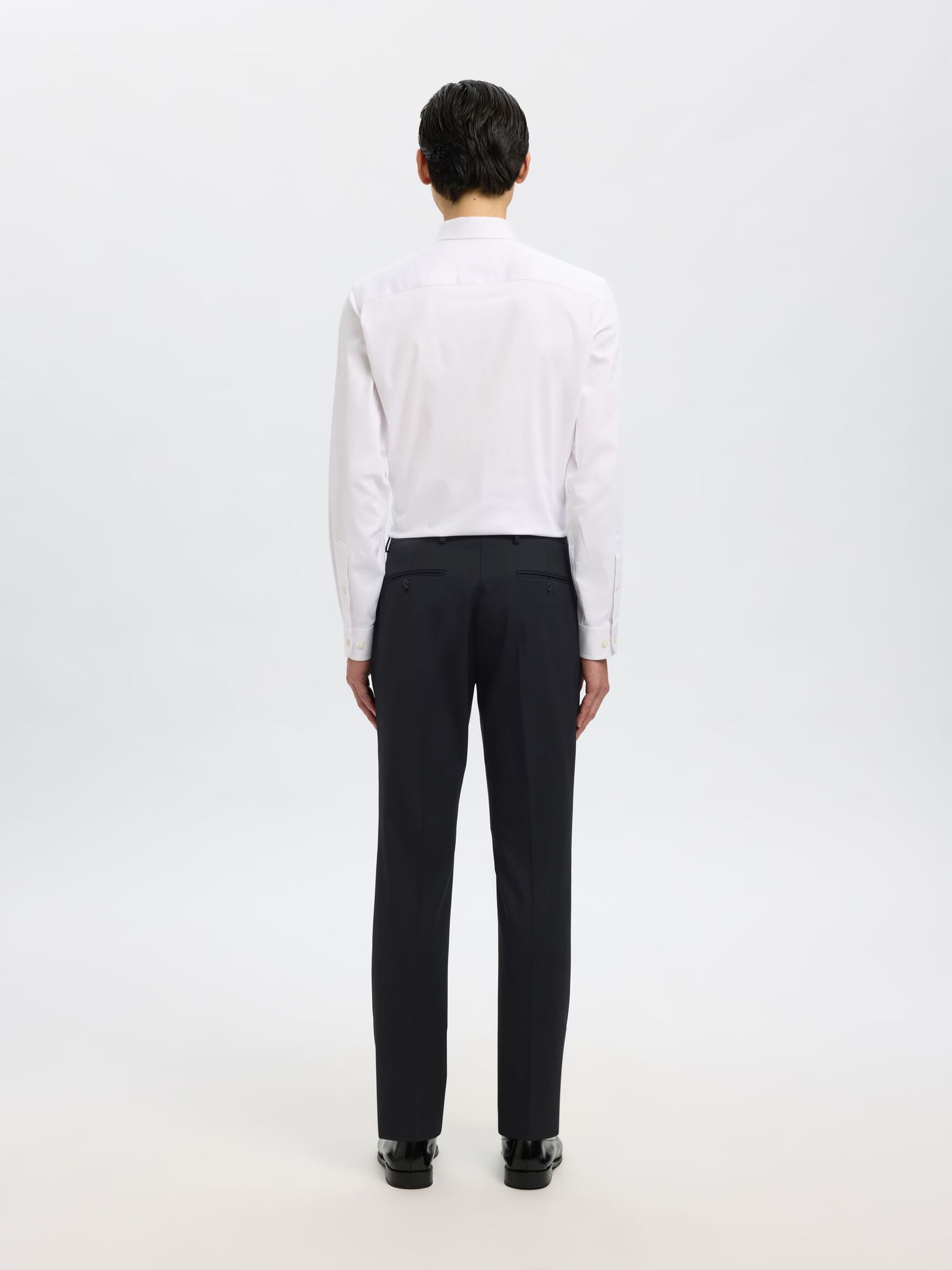 WOOL BLEND  SUIT TROUSERS, Black, highres