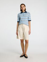 100% MERINOULD STRIKKET POLOSHIRT, Cerulean, highres