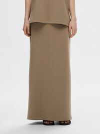 HIGH-WAISTED MAXI SKIRT, Greige, highres