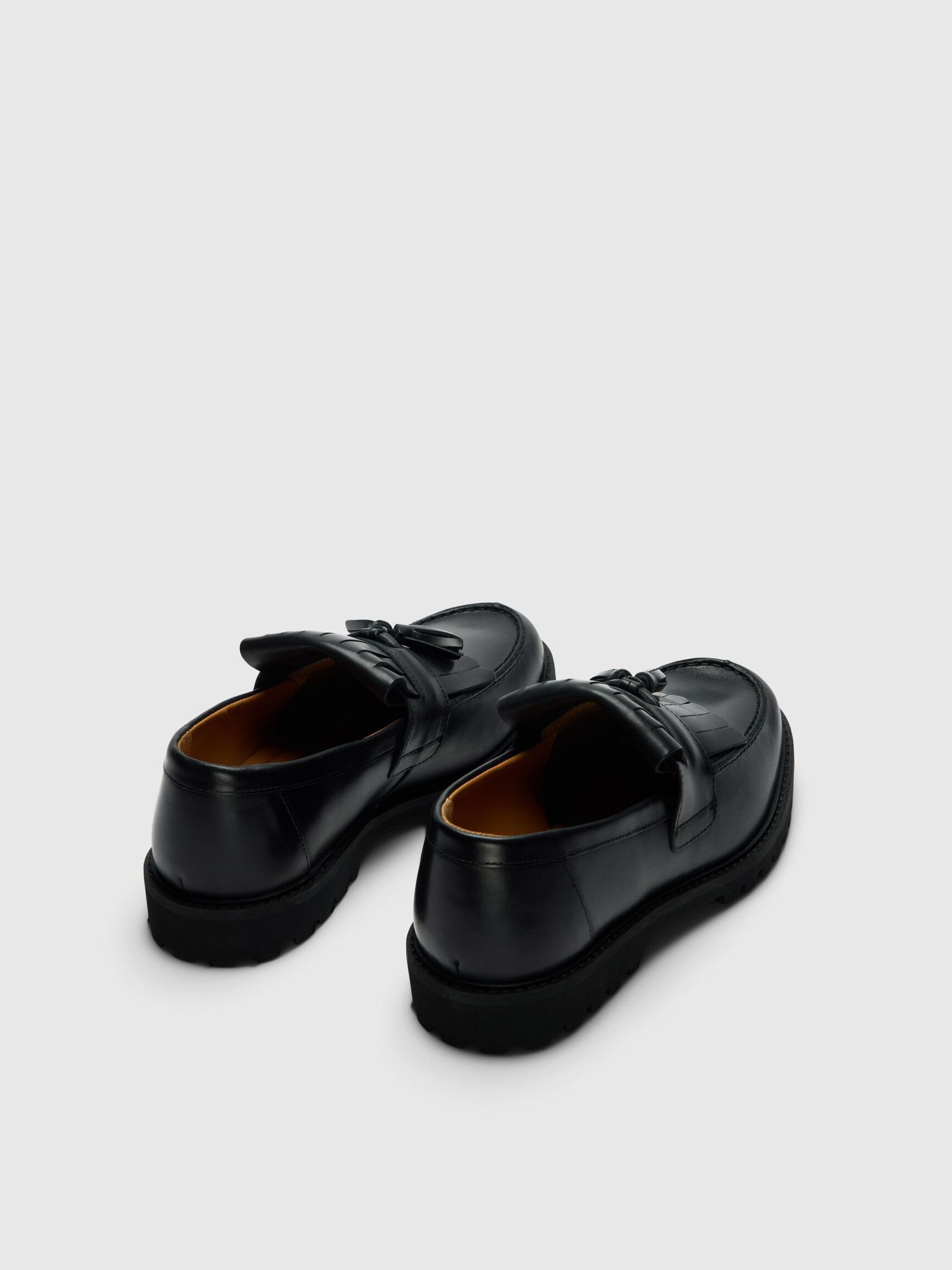 TASSEL DETAIL LEATHER LOAFERS, Black, highres