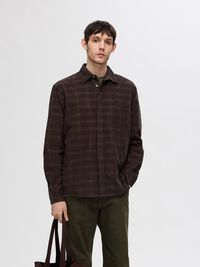 RELAXED CHECKED SHIRT, Mole, highres