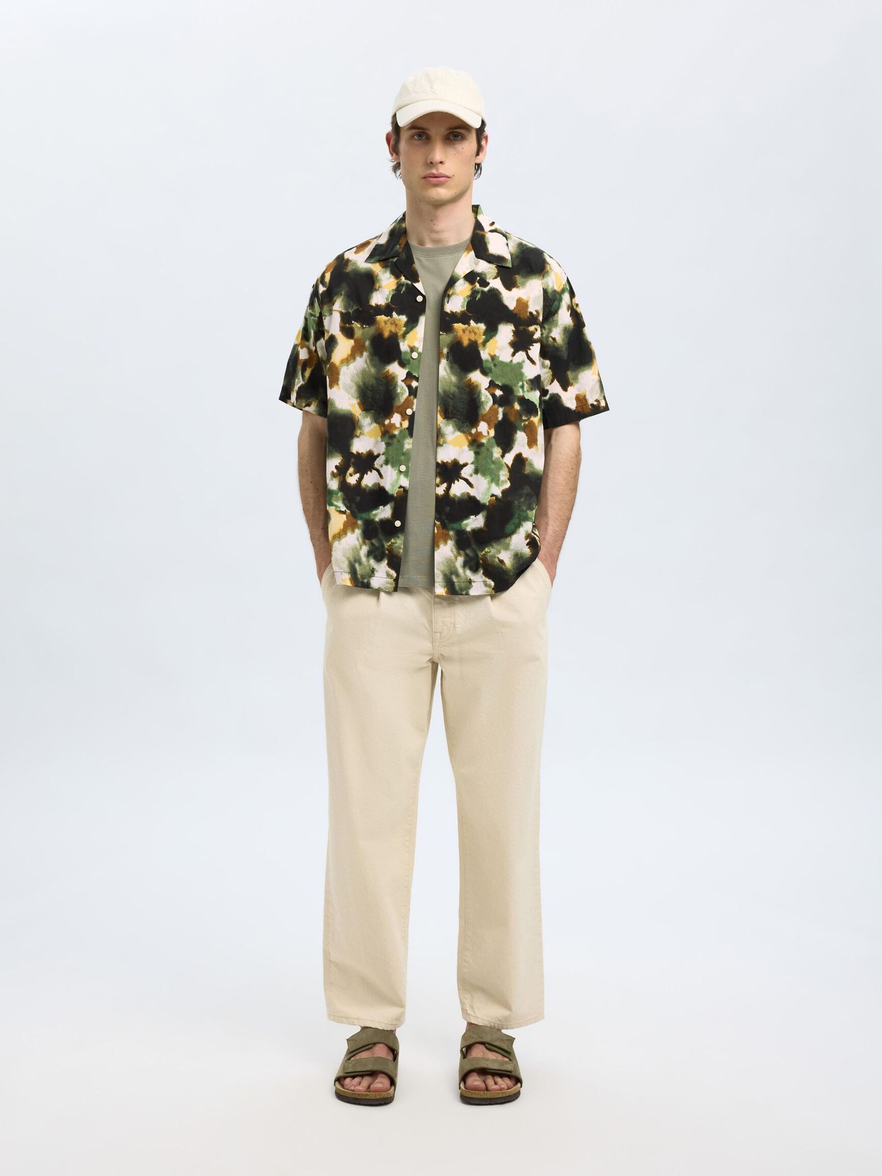 TRYCKTA KORTÄRMAD SKJORTA, Black, highres