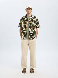 PRINTED SHORT SLEEVED SHIRT, Black, highres