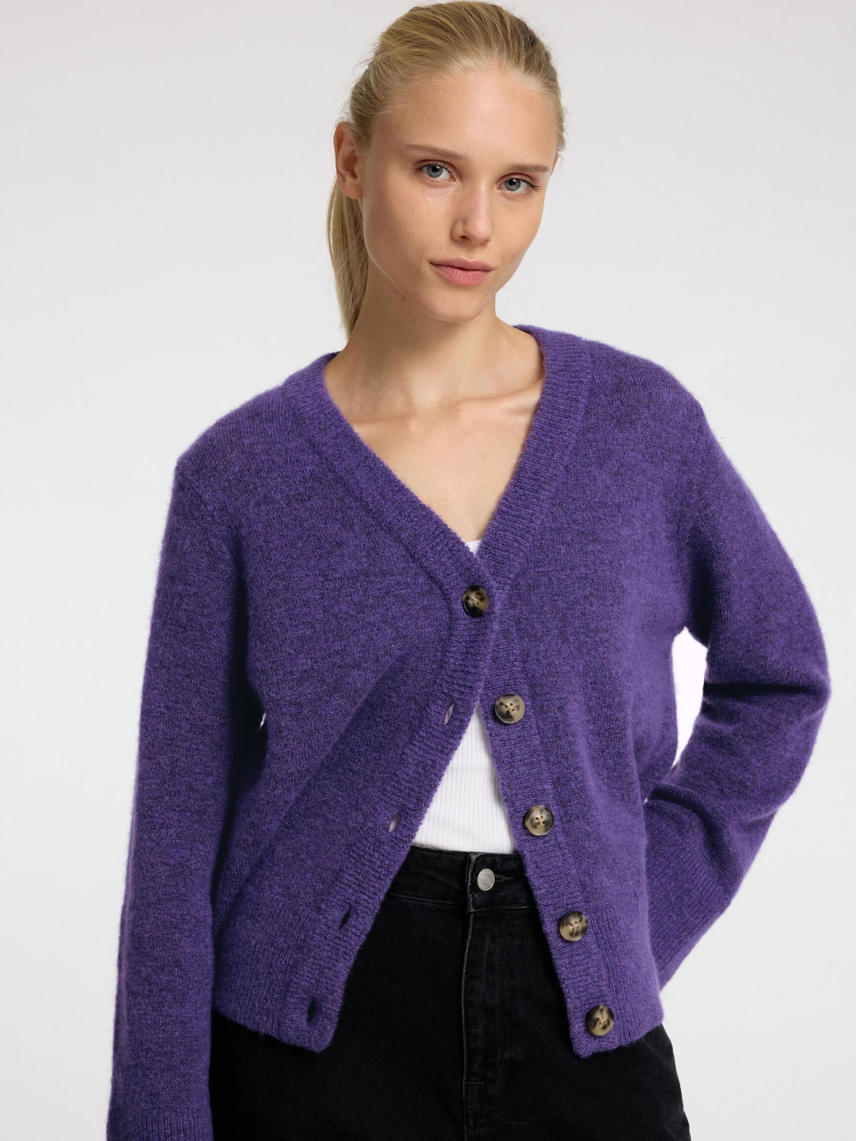 LOOSE FIT WOOL BLEND CARDIGAN, Liberty, highres
