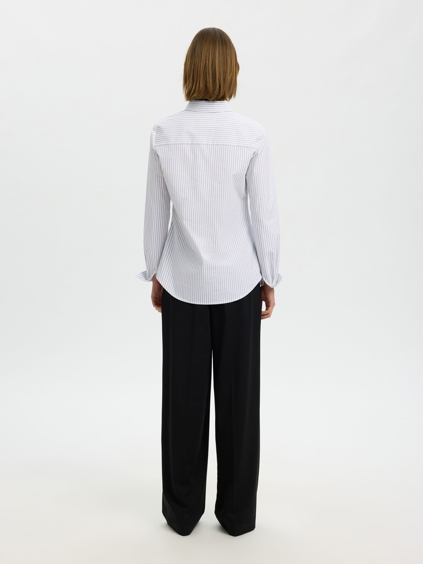 FITTED STRIPED SHIRT, Bright White, highres