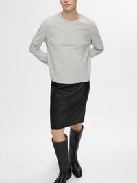HIGH WAIST  LEATHER SKIRT, Black, highres