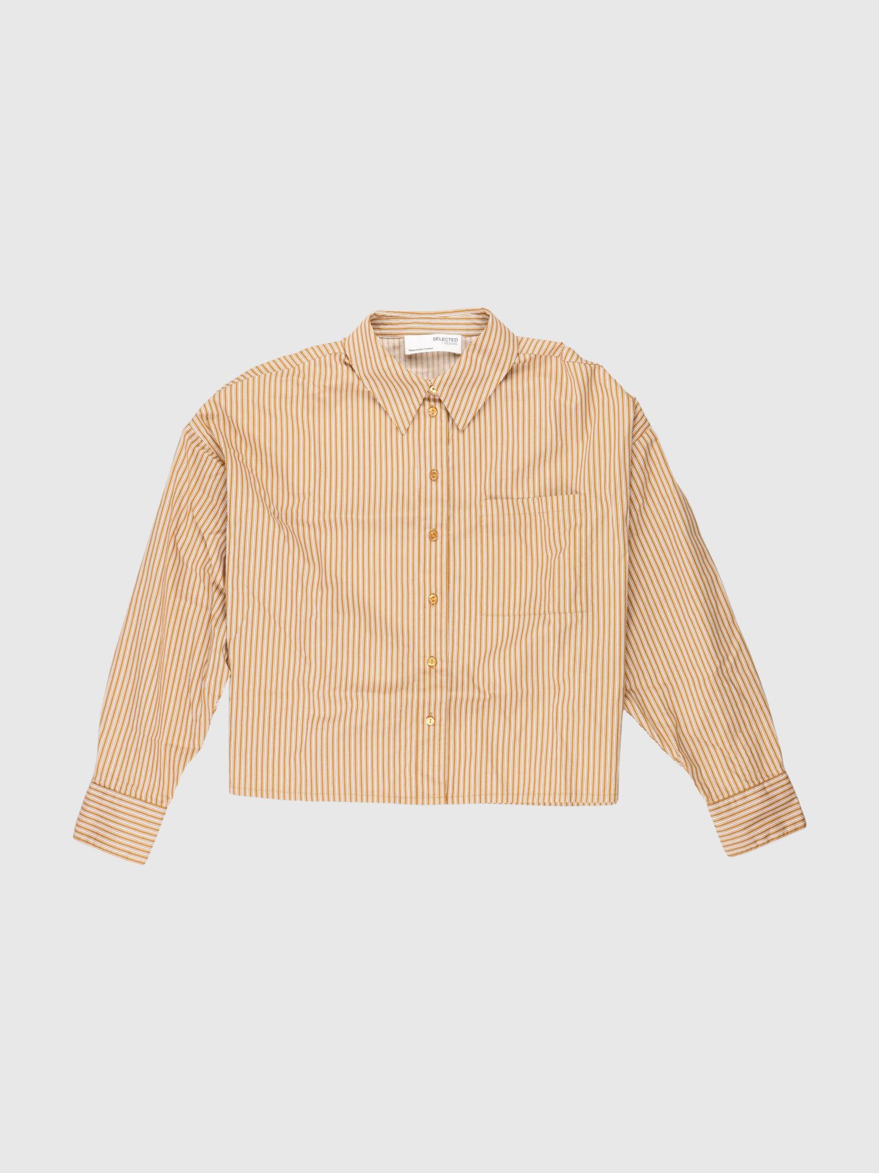 CROPPED STRIBET SKJORTE, Bright White, highres