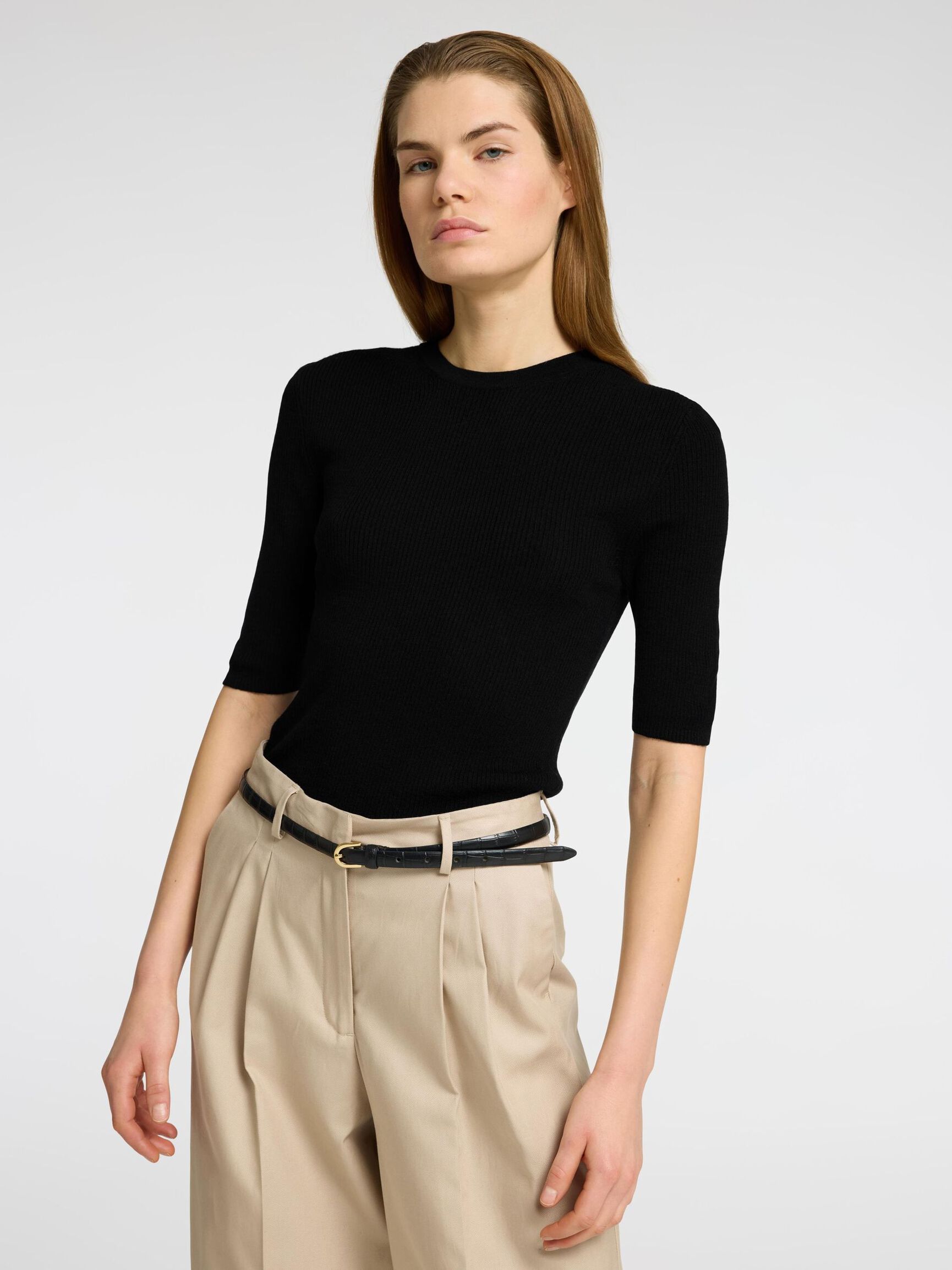 ULDBLANDING STRIKKET TOP, Black, highres