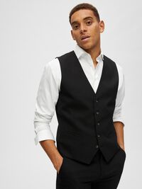KLASSIEK WOLMIX GILET, Black, highres