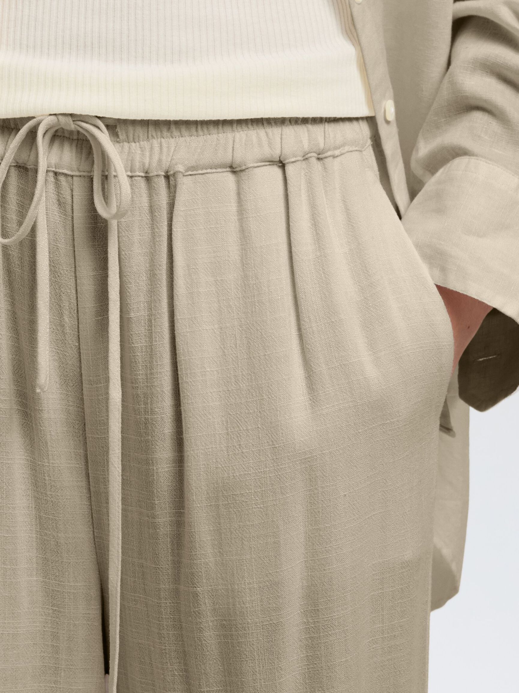 VISCOSE BLEND TROUSERS, Greige, highres