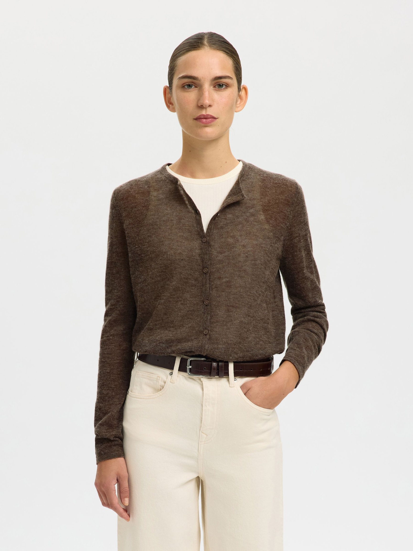 LANGARM STRICKJACKE, Chocolate Chip, highres