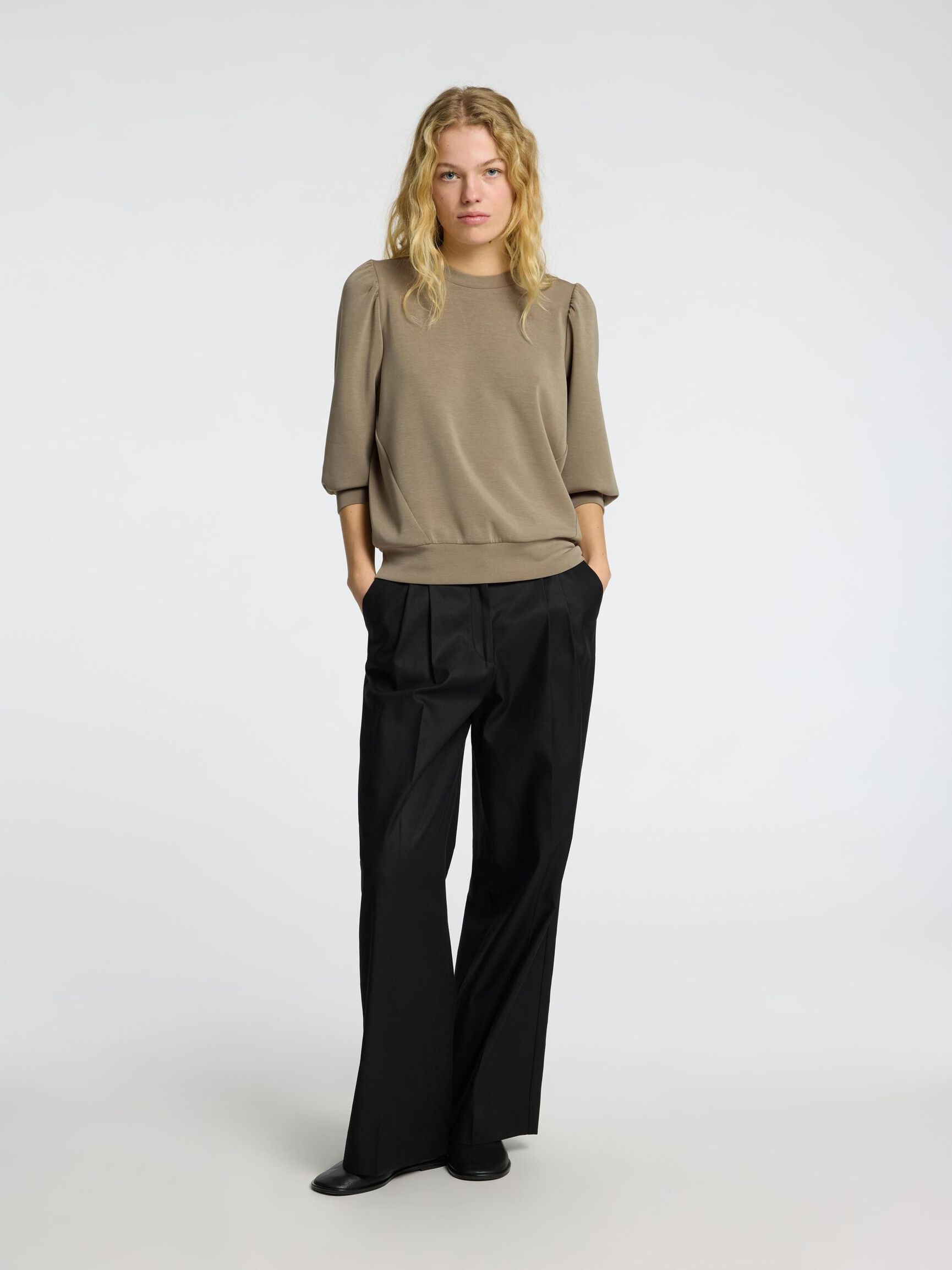 PUFF SLEEVE SWEATSHIRT, Vetiver, highres