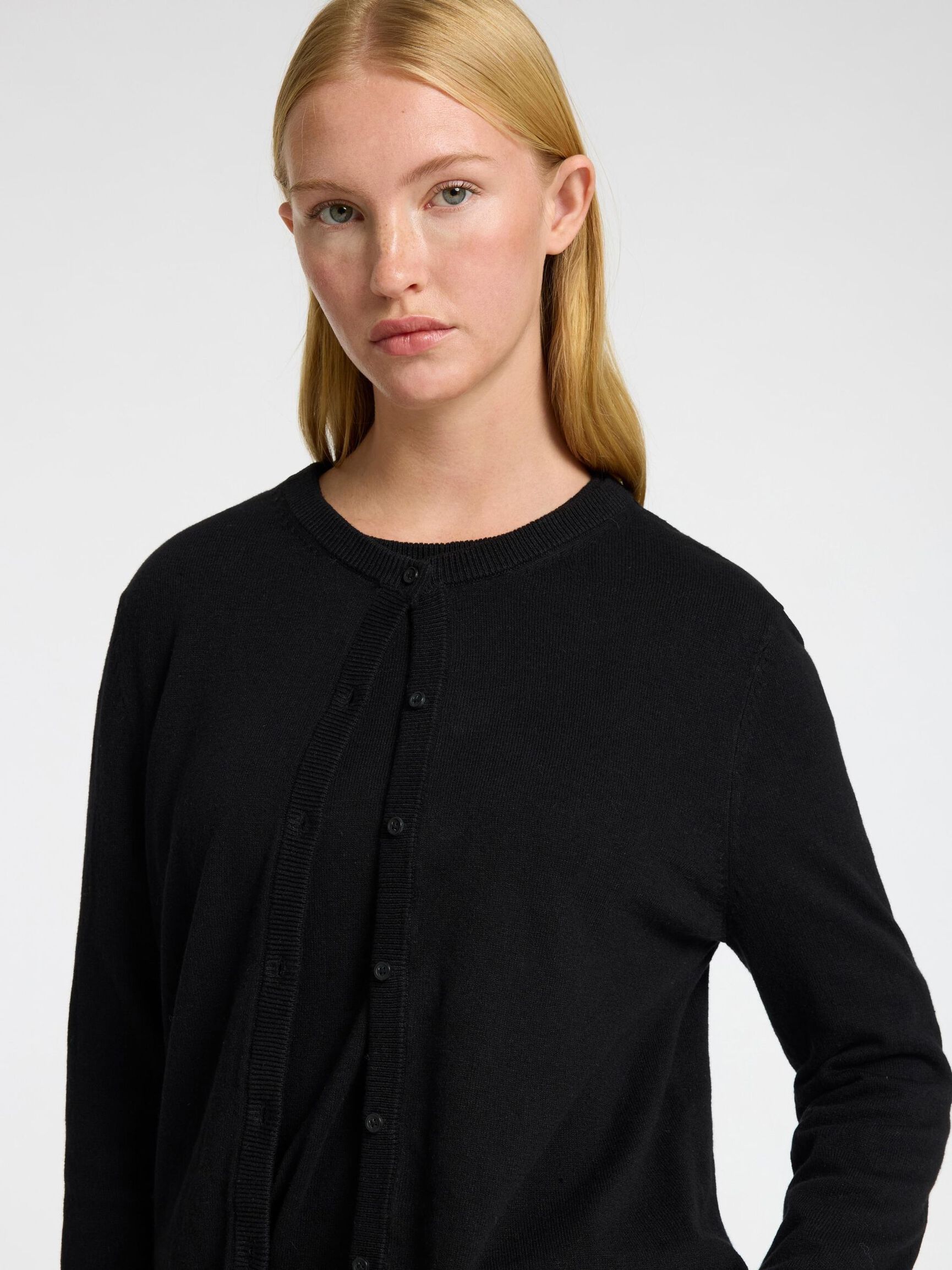 LINNENMIX GEBREID VEST, Black, highres
