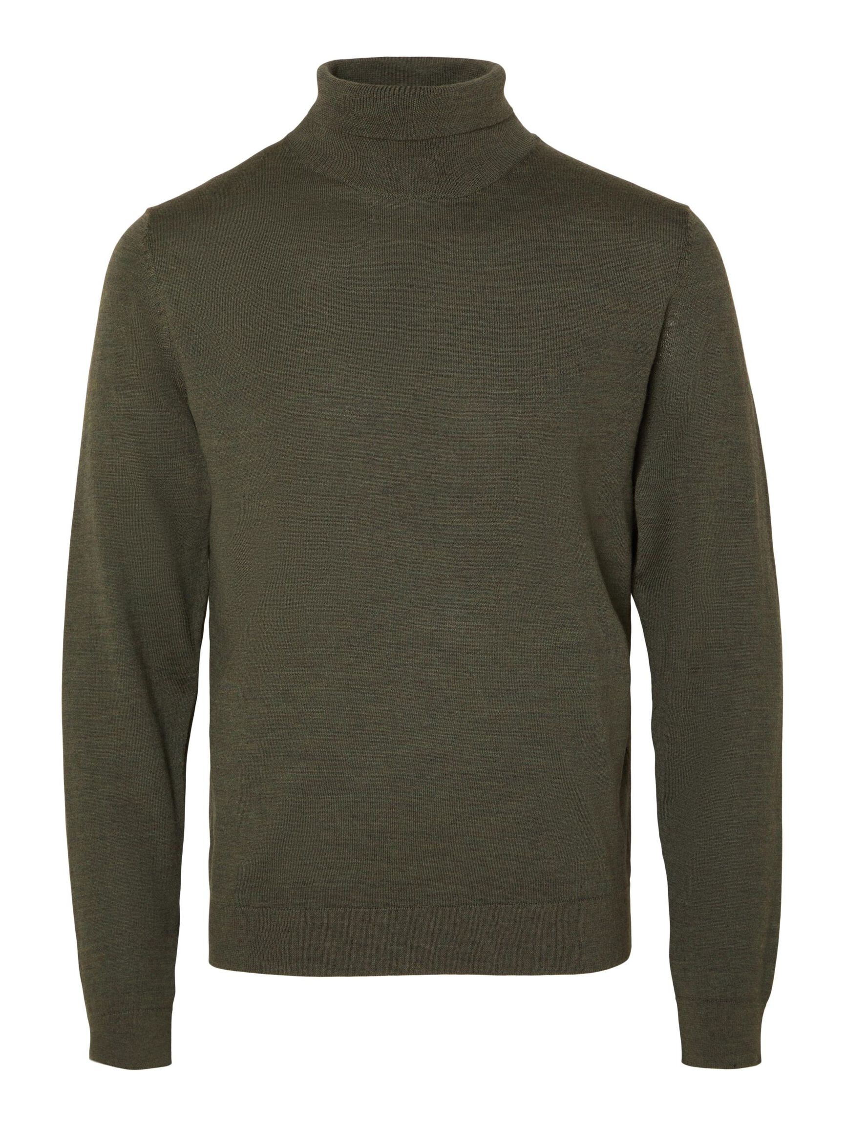 SLIM FIT WOOL BLEND TURTLENECK, Forest Night, highres