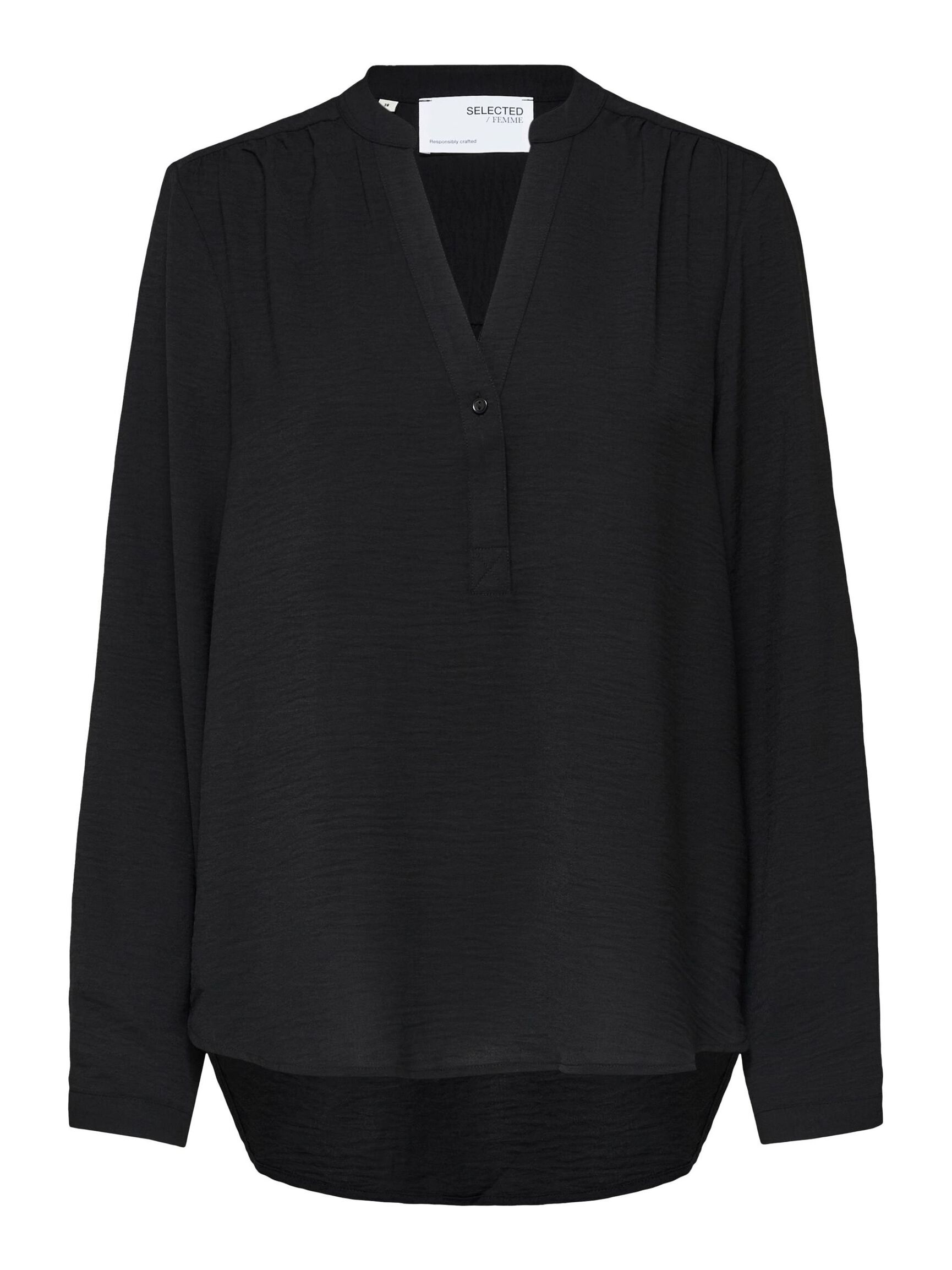 LONG-SLEEVED BLOUSE, Black, highres