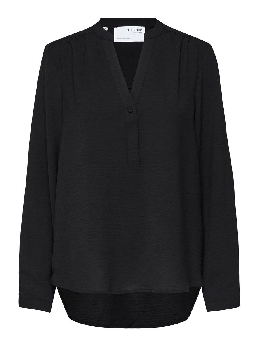 Selected LANGARM BLUSE, Black, highres - 16079688_Black_001.jpg