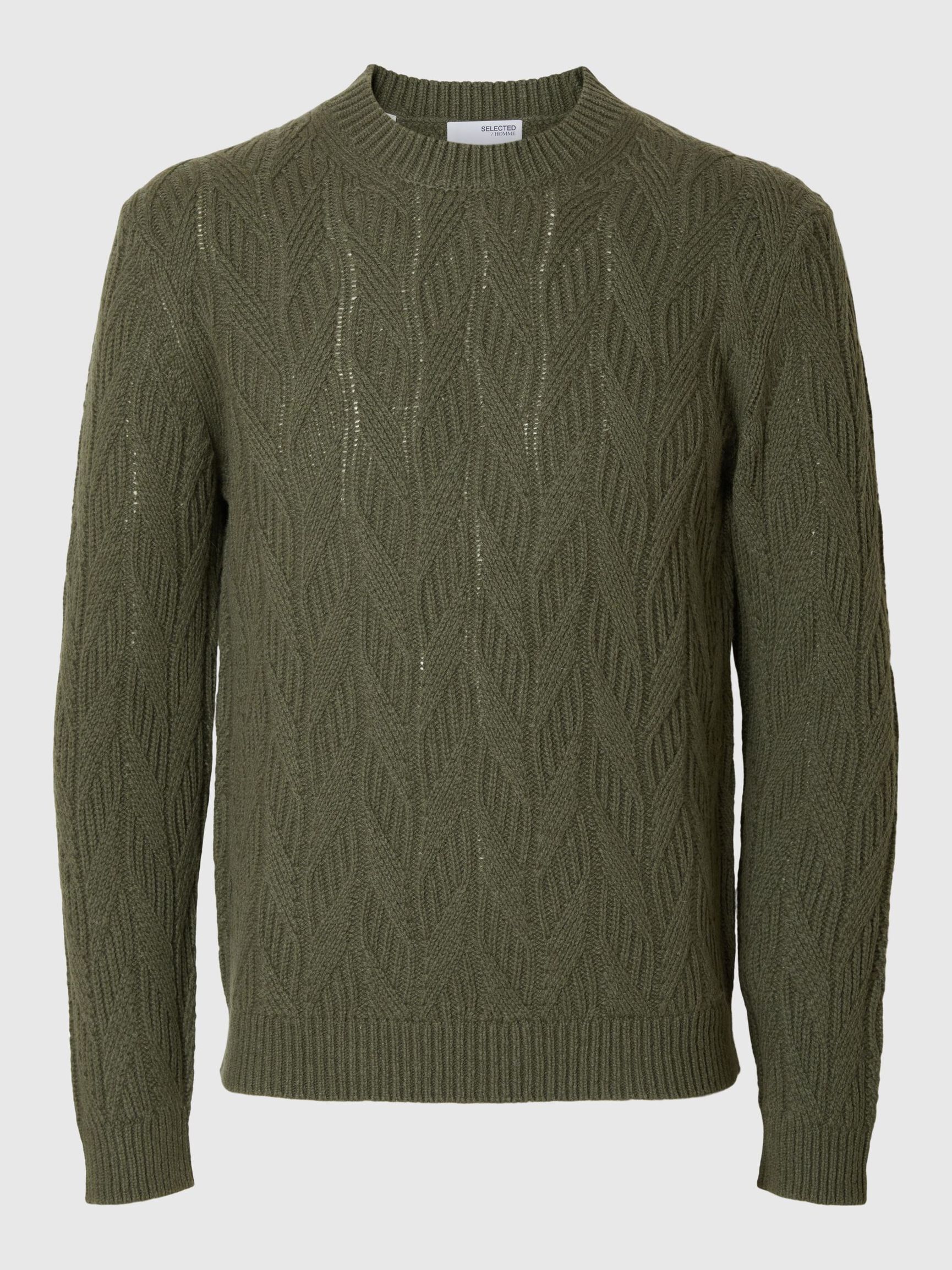WOLLGEMISCH ZOPFSTRICK STRICKPULLOVER, Kalamata, highres