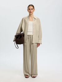 VISCOSE BLEND TROUSERS, Greige, highres