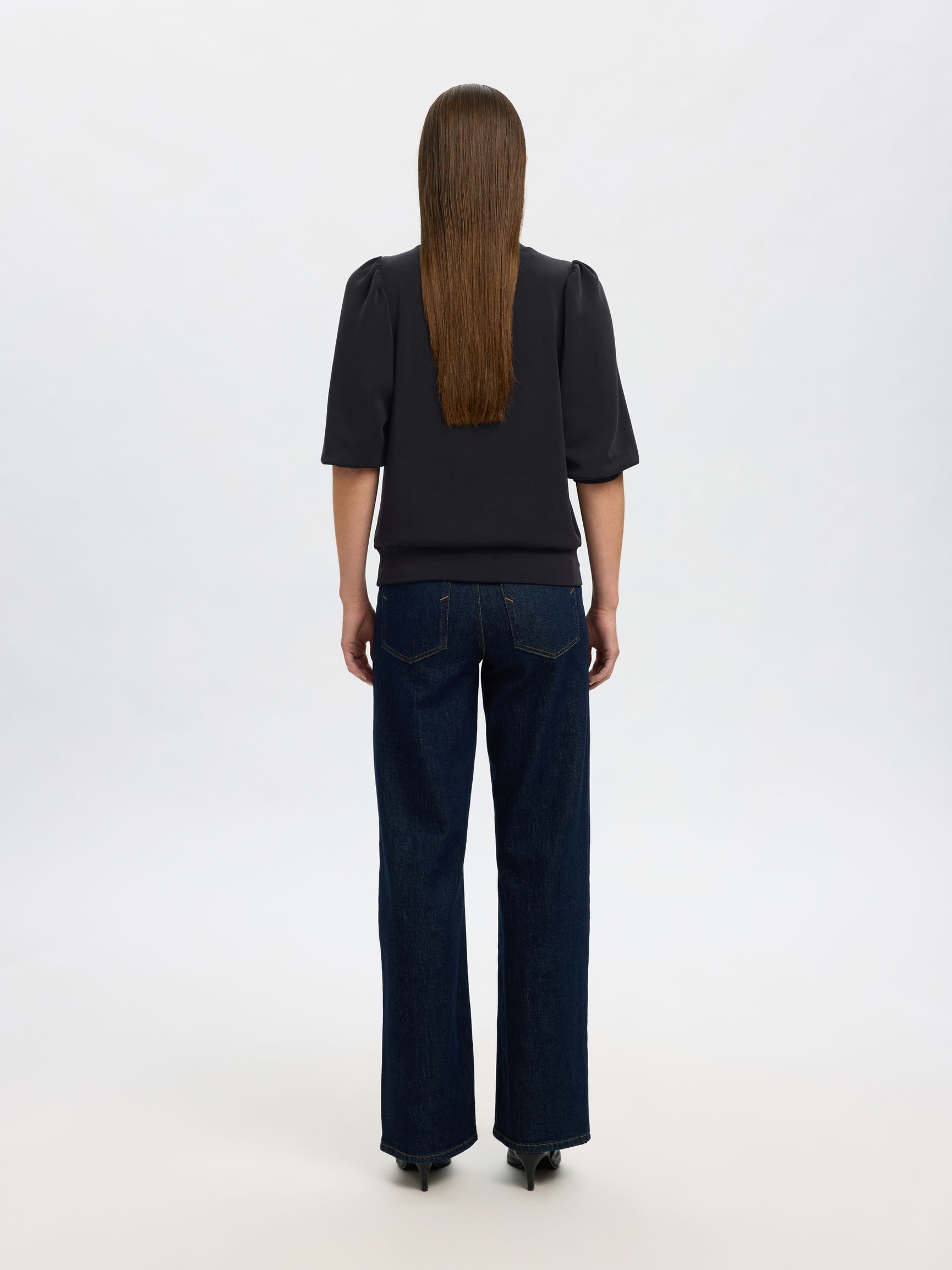 PUFF SLEEVE SWEATSHIRT, Black, highres