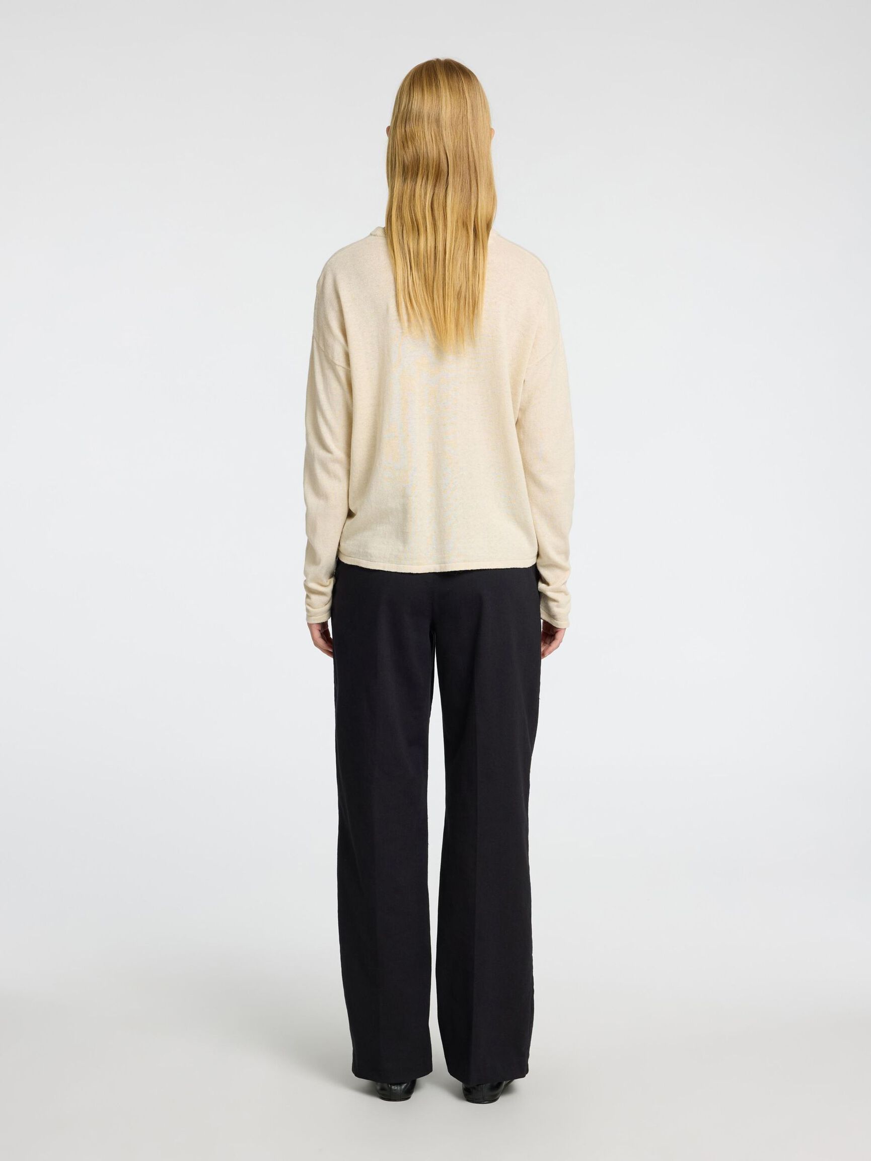 LINEN BLEND KNITTED JUMPER, Birch, highres