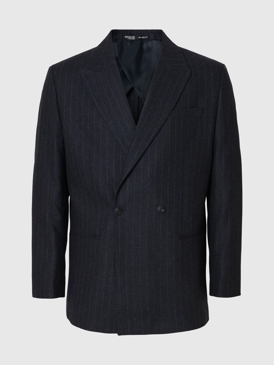 Product tile image - WOOL BLEND DOUBLE-BREASTED BLAZER, Dark Navy | 16098715_DarkNavy_1207666