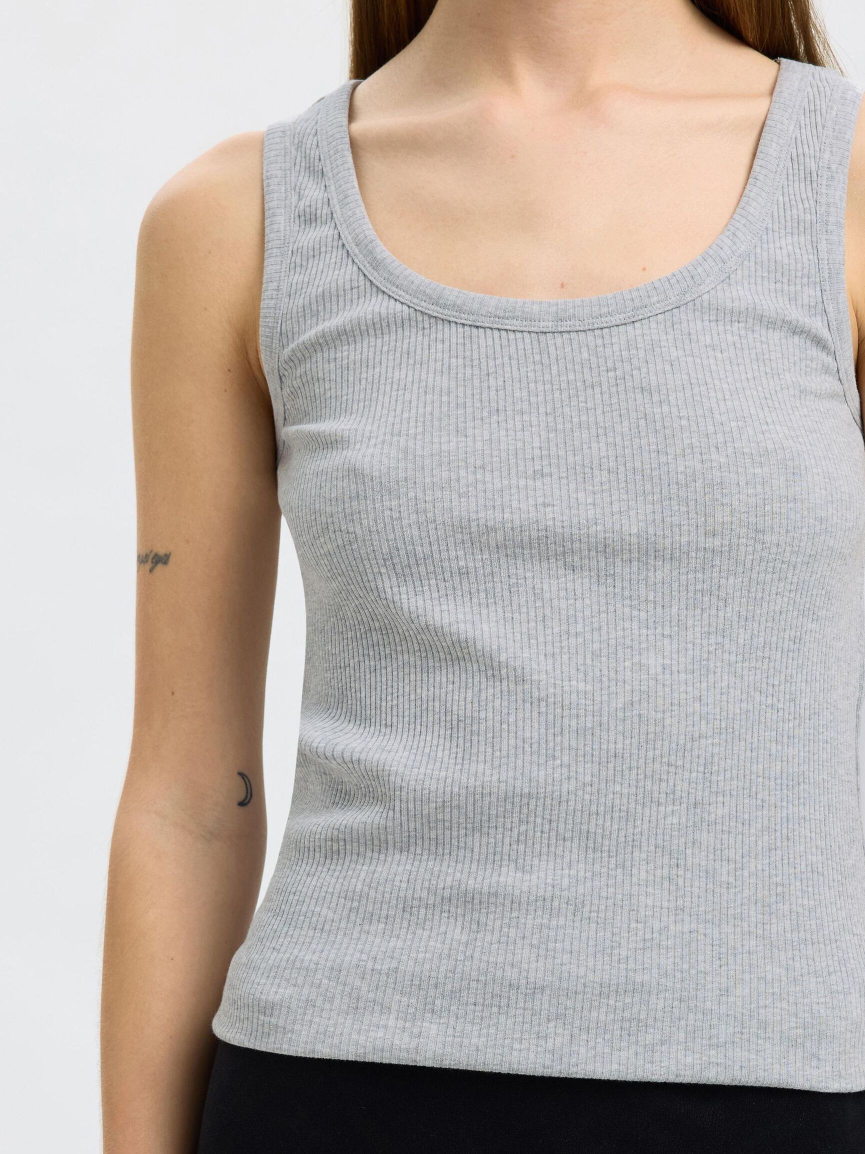 COTON CÔTELÉ DÉBARDEUR, Light Grey Melange, highres